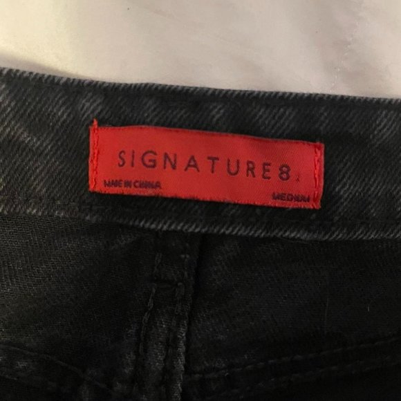 Black Denim Cut Off Mini Skirt - Picture 3 of 4